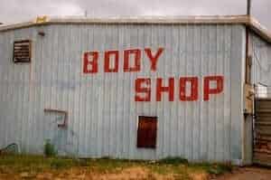Exterior of a body shop building