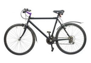 side view of a bicycle on white background