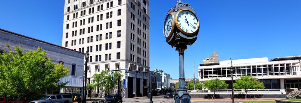 Downtown Alexandria with a clock
