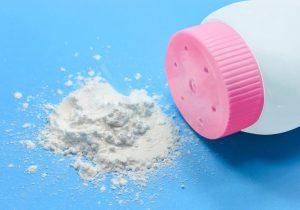 generic baby powder on a blue background