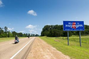 motorcycle riders entering Mississippi