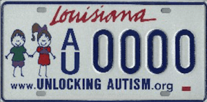 louisiana vanity plate for autism