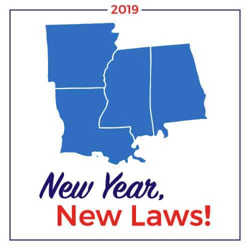 2019 new year new laws in AR, AL, MS and LA