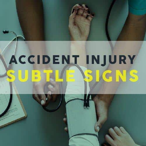 accident injury subtle signs overlaid on doctor caring for a patient