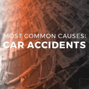 text overlaid on broken glass - most common causes: car accidents