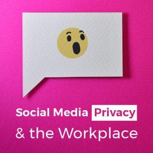 social media privacy graphic using facebook's wow react emoji