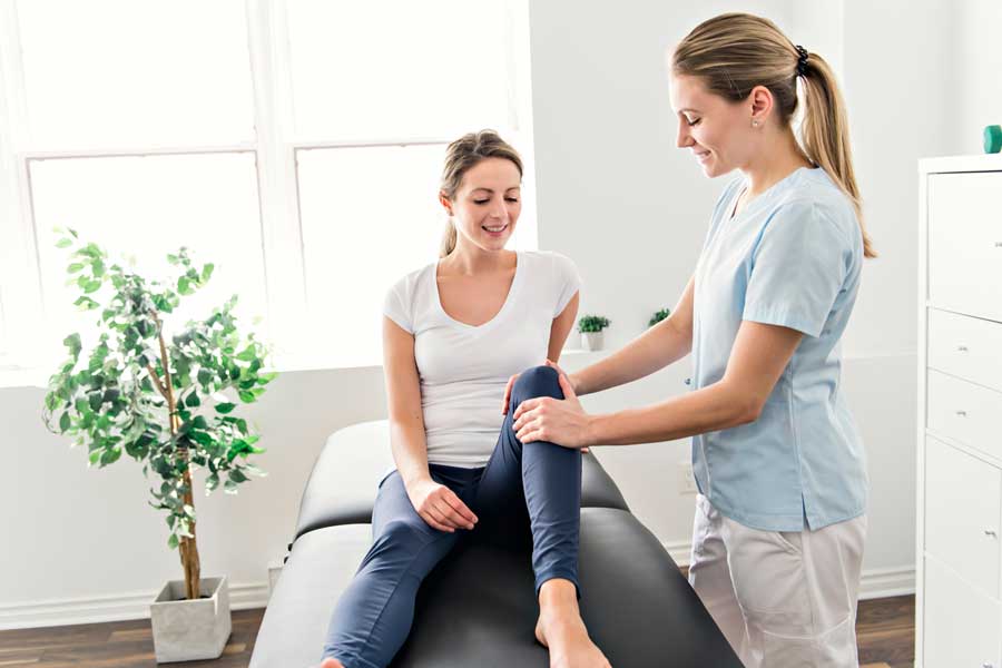 woman engaging in physical therapy