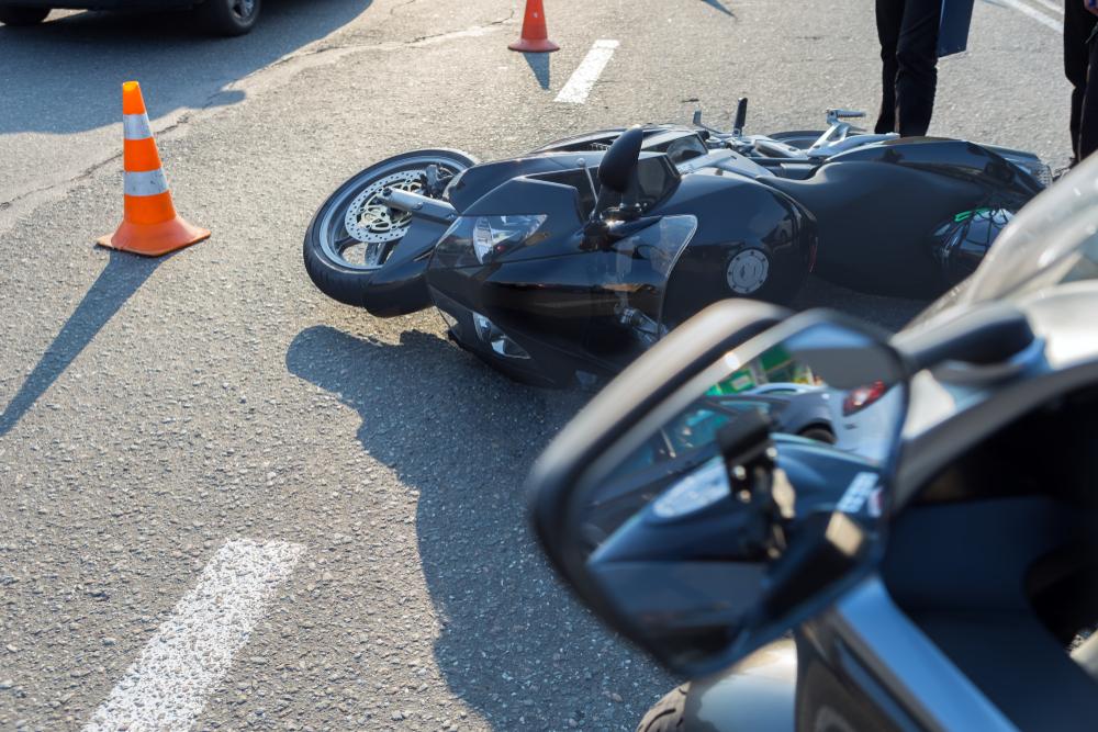 close-up of a motorcycle accident
