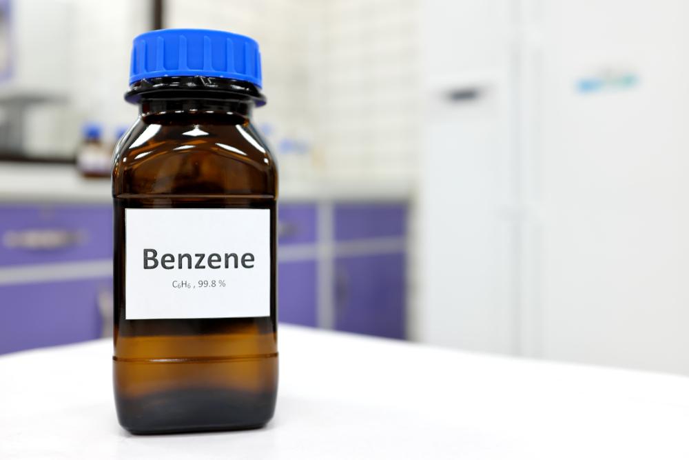 Brown glass benzene bottle