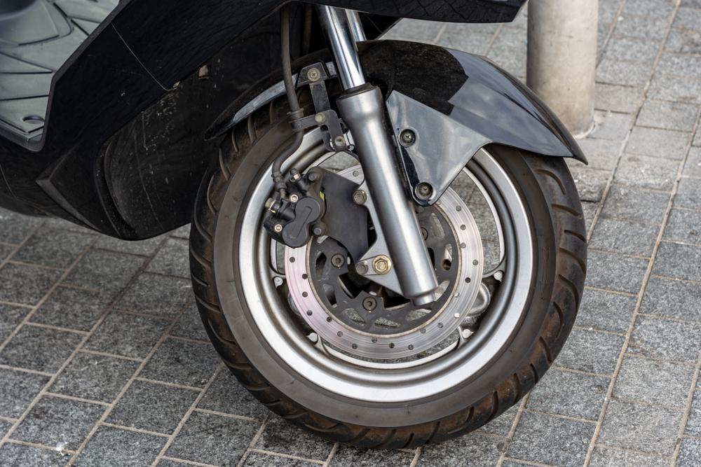 front wheel of a moped