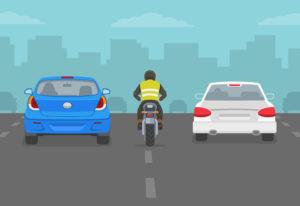 vector of a cyclist riding between lanes