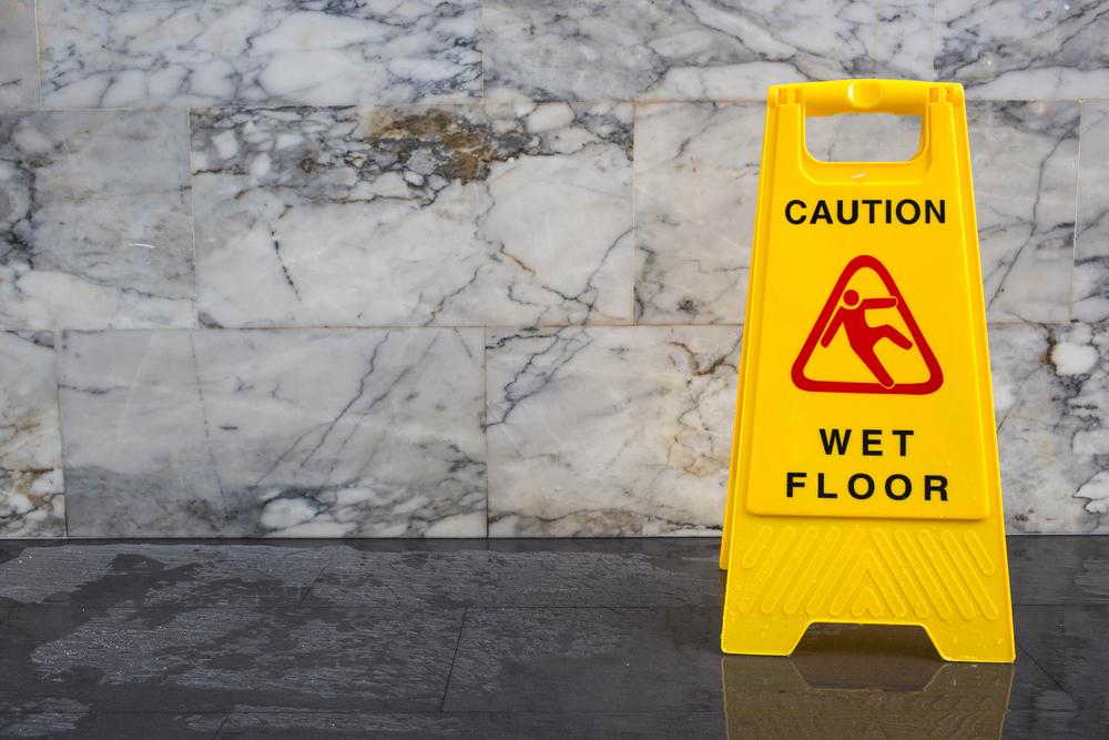 wet floor sign at a business