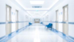 blurred hospital hallway