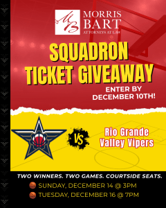 Morris Bart Squadron vs. Valley Vipers Ticket Giveaway
