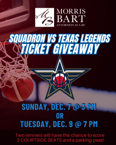 Morris Bart Squadron vs. Texas Legends Ticket Giveaway