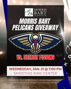 Morris Bart Pelicans vs. Pistons Ticket Giveaway