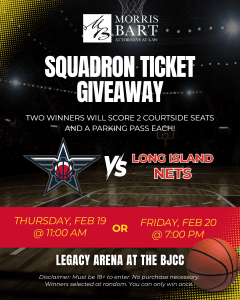 Morris Bart Squadron vs. Long Island Nets Giveaway